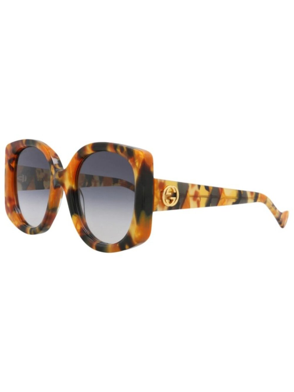 New Gucci Women's Sunglasses Round Oval Recycled Acetate Frame Havana Havana